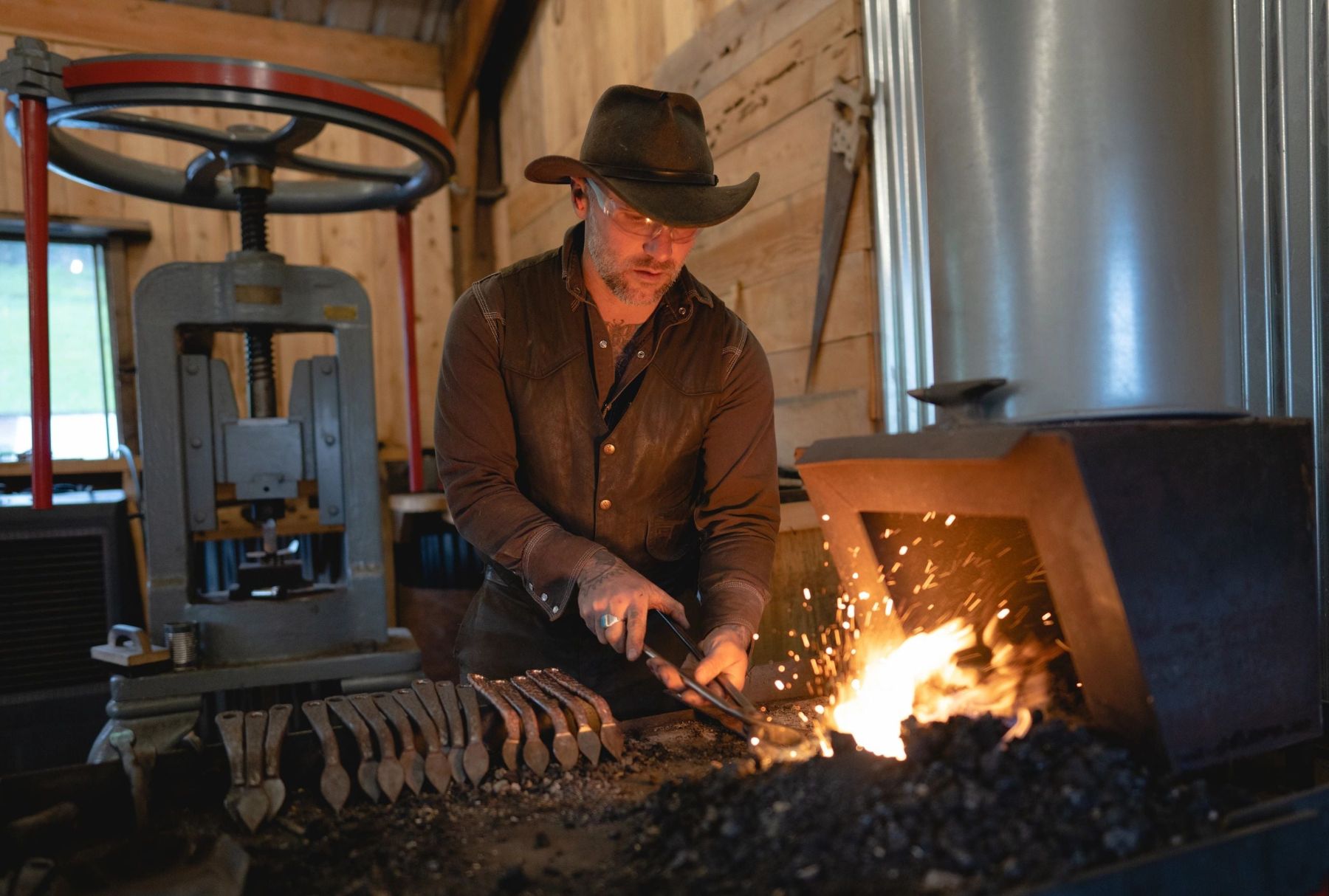 Hand crafted carbon steel skillets by Ryan Sanden, Stage Coach Forge